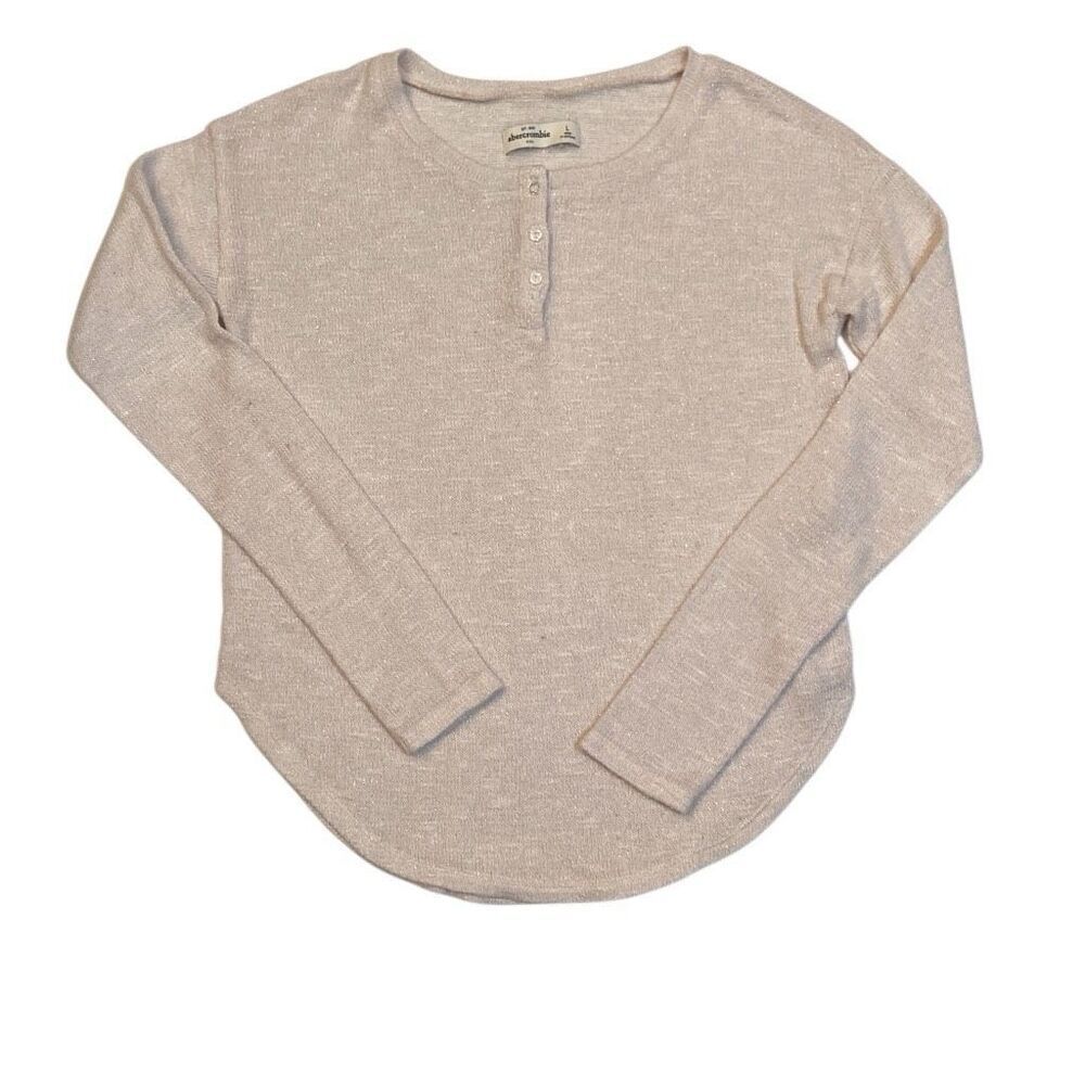 Abercrombie Kids Beige Sparkle Long Sleeve Lightweight Sweater Girls Size Large